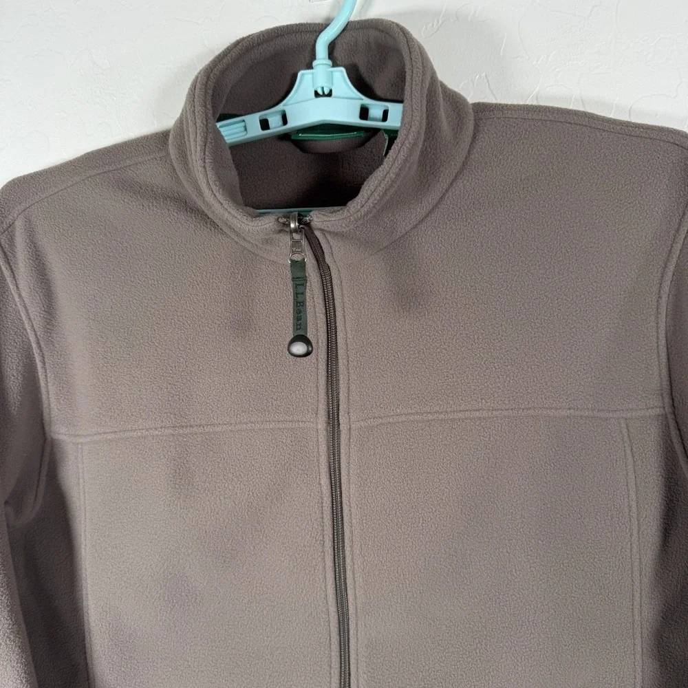 LL Bean Jacket Mens Large Tall LT Gray Fleece‎ Full Zip Outdoor Hiking Camping